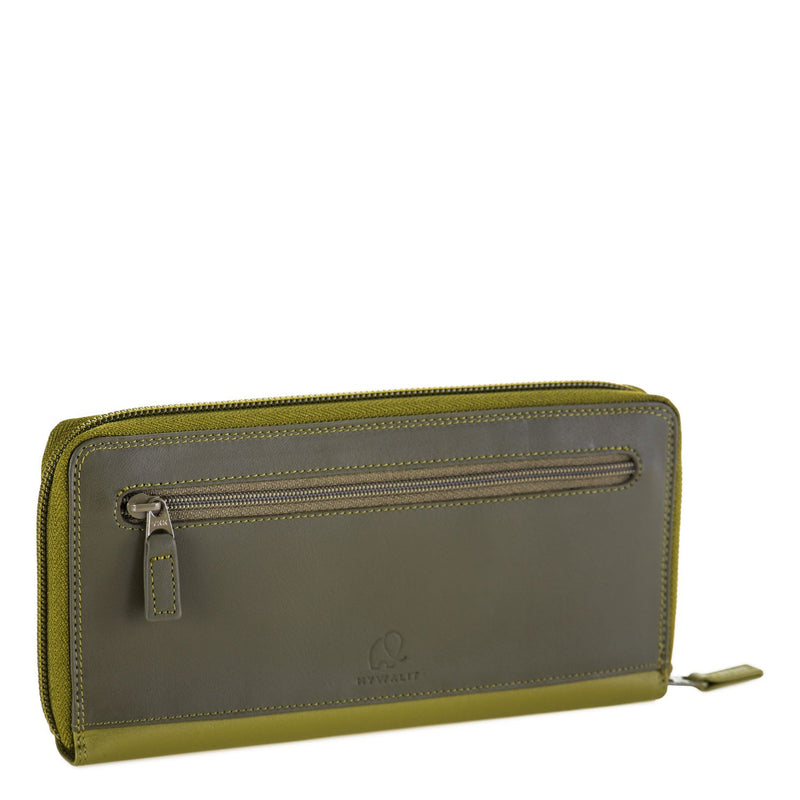 Large Zip Around Purse Olive back