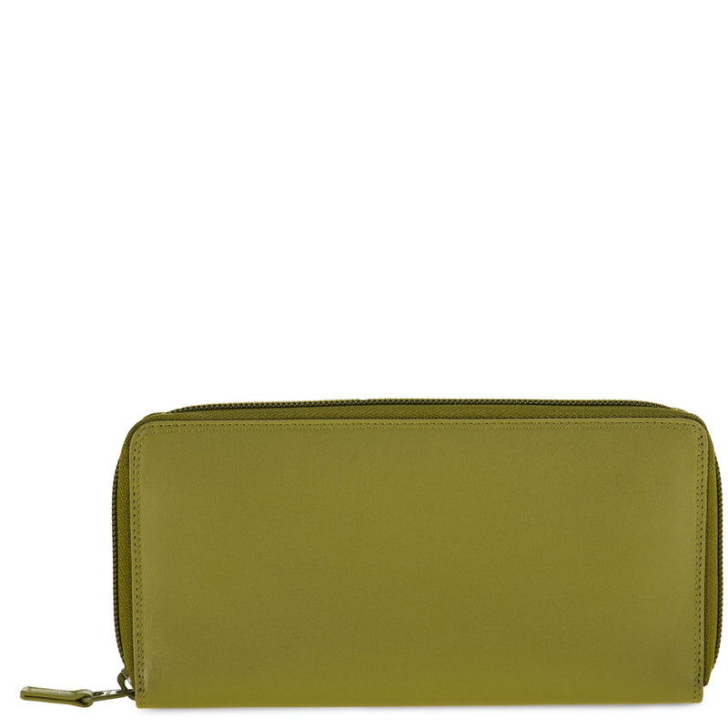 Large Zip Around Purse Olive front