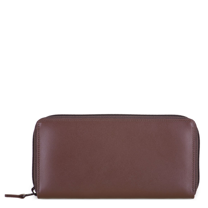 Large Zip Around Purse Cacao front