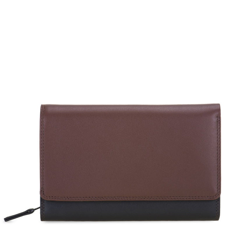 Medium Flap Interior Zip Purse Cacao front