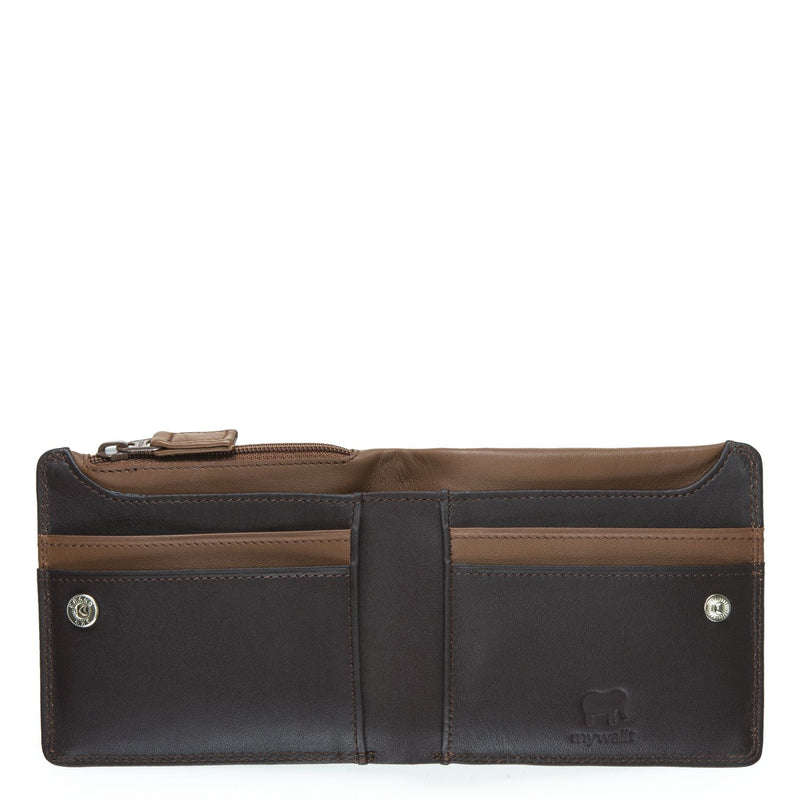 Standard Wallet with Zip Section Brown open