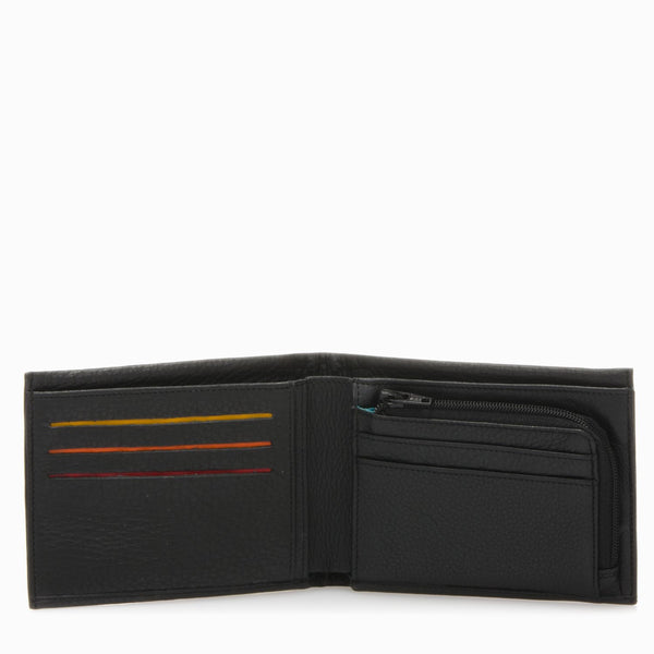 Wallet w/inner zip coin pocket Black open