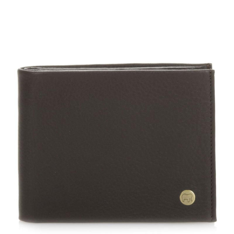 Wallet w/inner leaf and flap coin pocket  Brown front