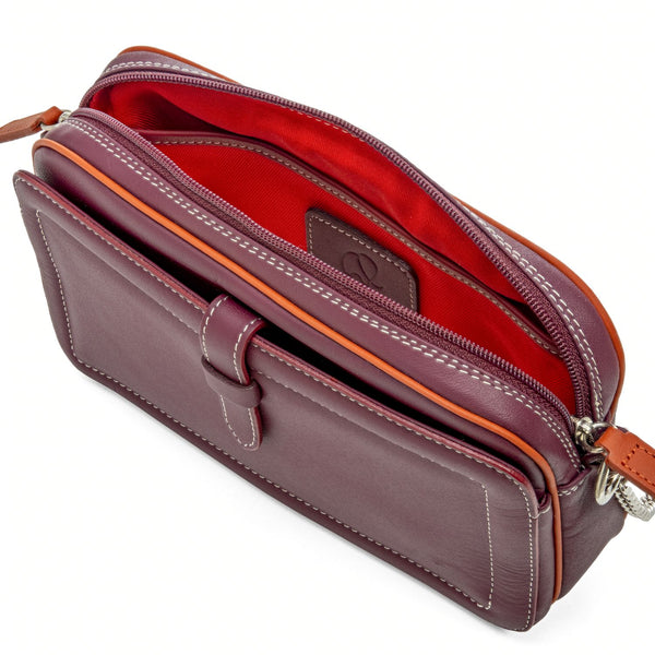 Small Top Zip Shoulder Bag Chianti Inside