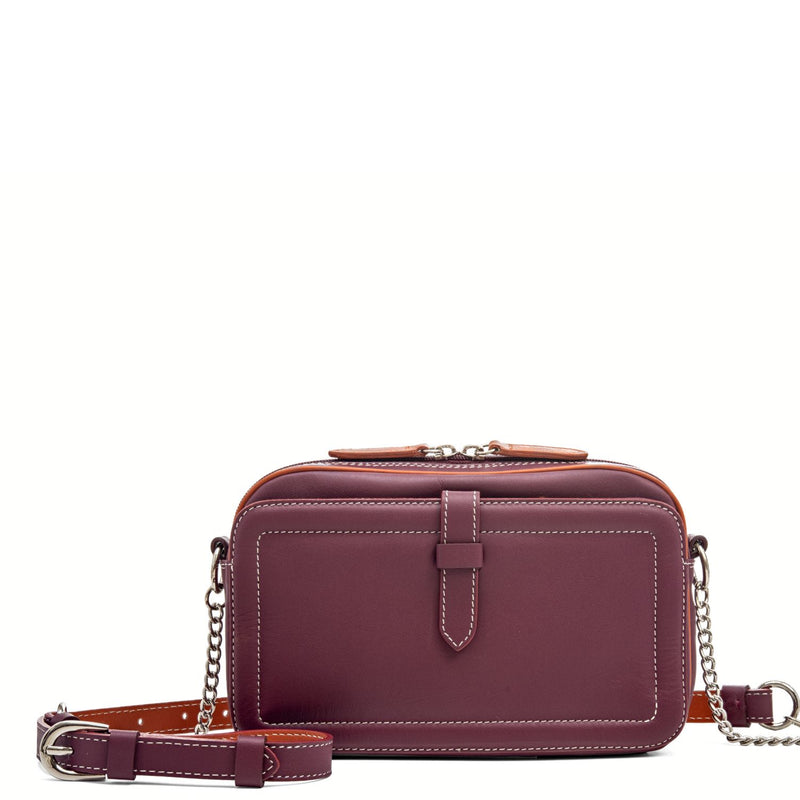 Small Top Zip Shoulder Bag Chianti front