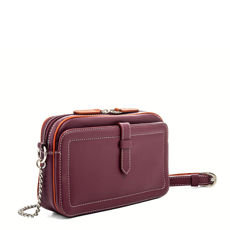 Small Top Zip Shoulder Bag Chianti side