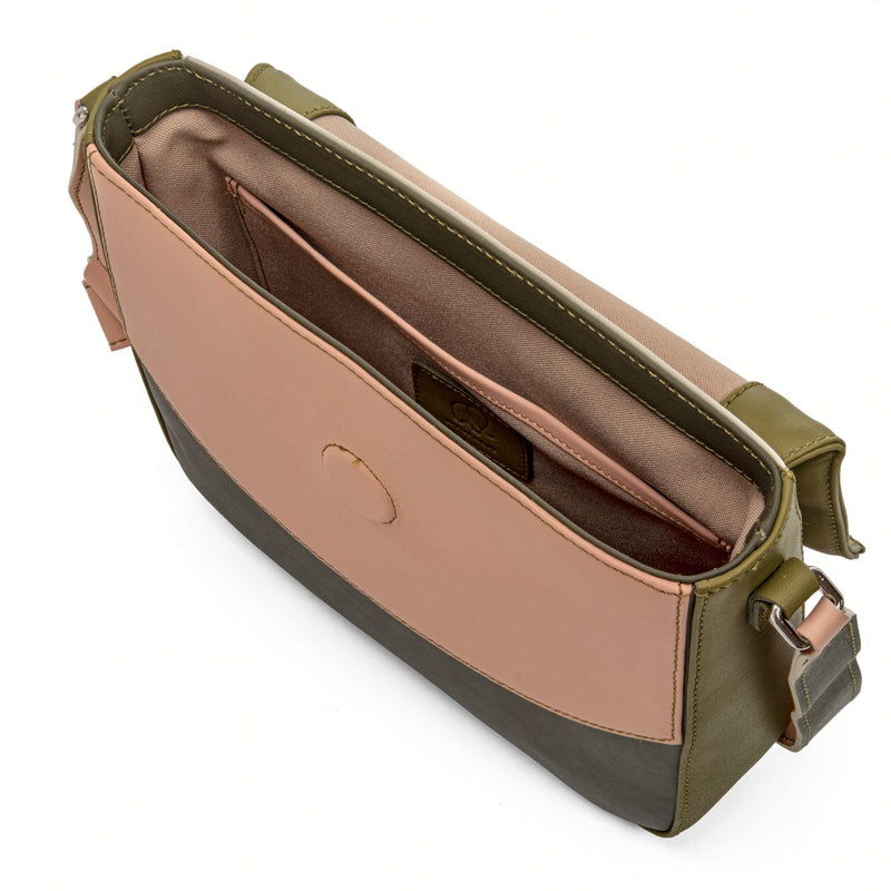 Flapover Shoulder Bag Olive Inside