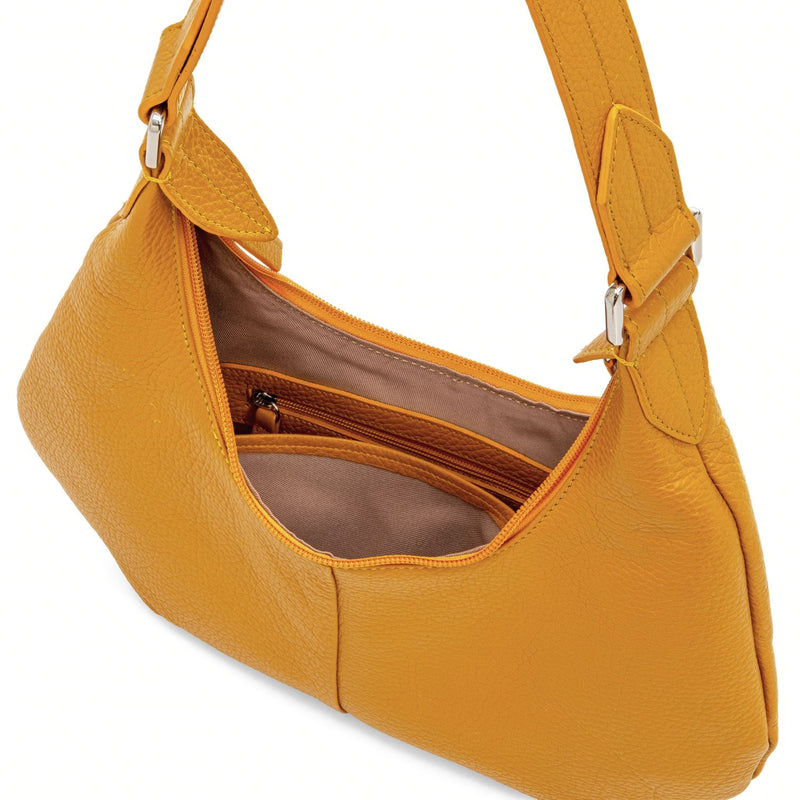 Small Underarm Shoulder Bag Yellow Inside