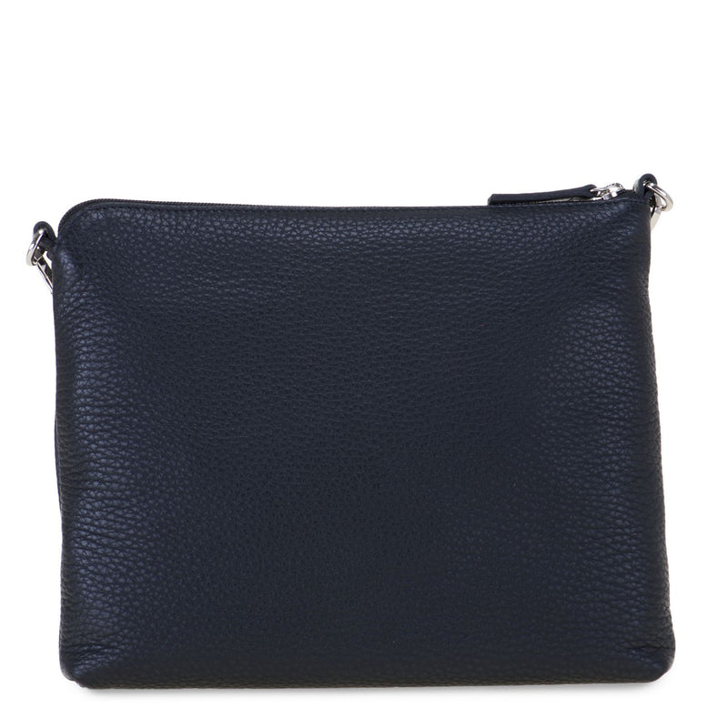 Slim Tri Zip Cross Body Black back