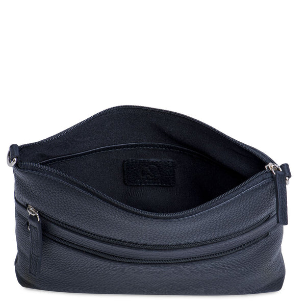 Slim Tri Zip Cross Body Black inside