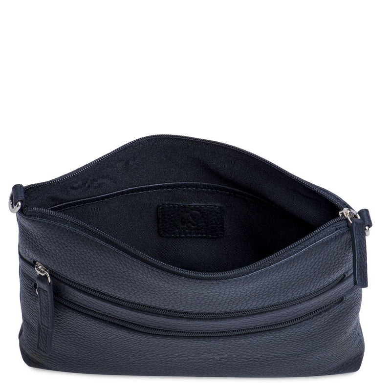 Slim Tri Zip Cross Body Black inside