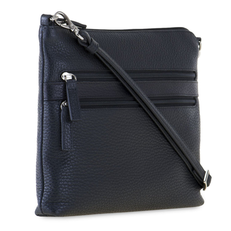 Slim Tri Zip Cross Body Black side