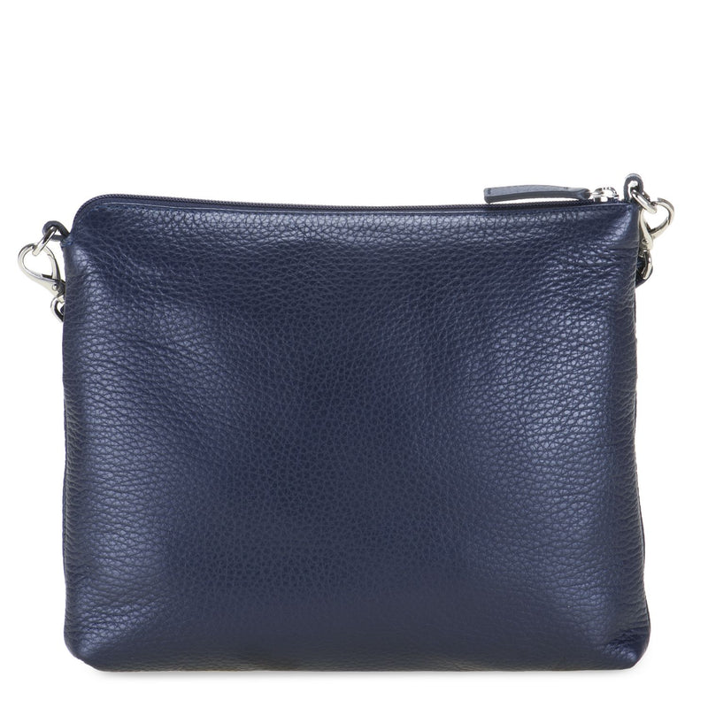 Slim Tri Zip Cross Body Blue back