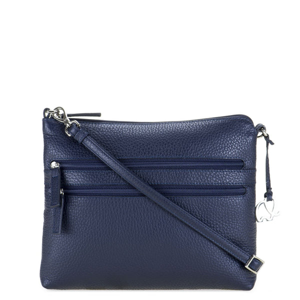 Slim Tri Zip Cross Body Blue front