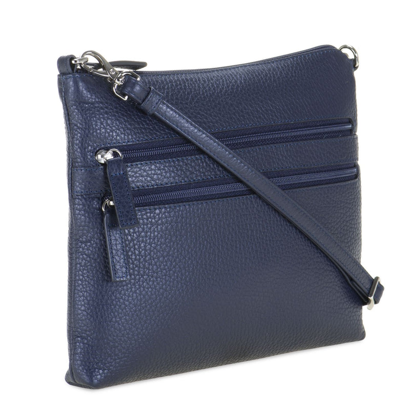 Slim Tri Zip Cross Body Blue side