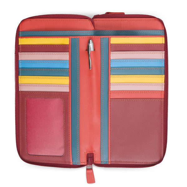 Large Double Zip Around Purse Vesuvio open