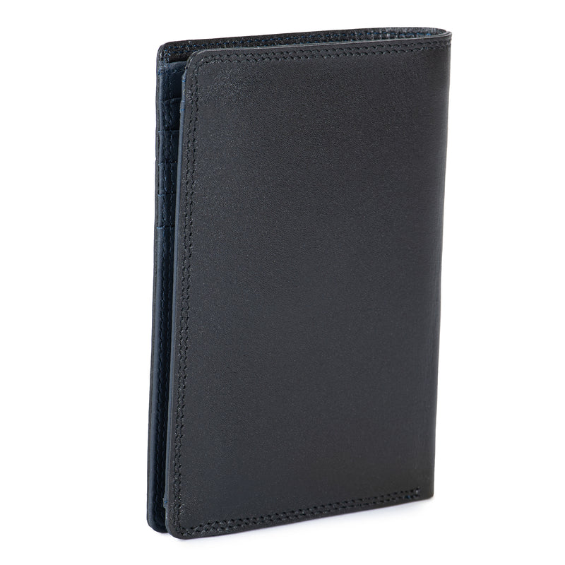 Vertical BiFold Wallet with Coin Pocket Black/Blue back