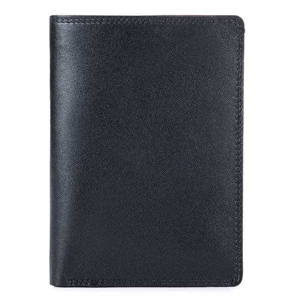 Vertical BiFold Wallet with Coin Pocket Black/Blue front
