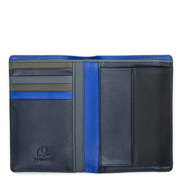 Vertical BiFold Wallet with Coin Pocket Midnight open