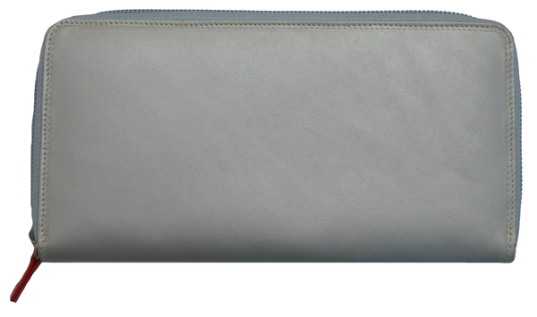 Large Zip Around Purse Silver